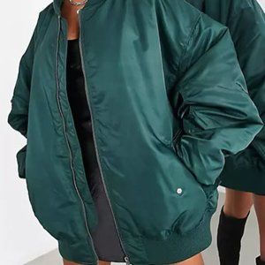 ASOS Bomber Jacket Shiny Teal Green NWT - 90's Glam